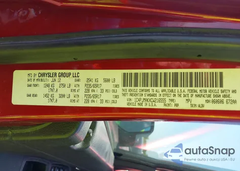 2012 Jeep Liberty Sport z USA, uszkodzony, nr VIN 1C4PJMAKXCW216555